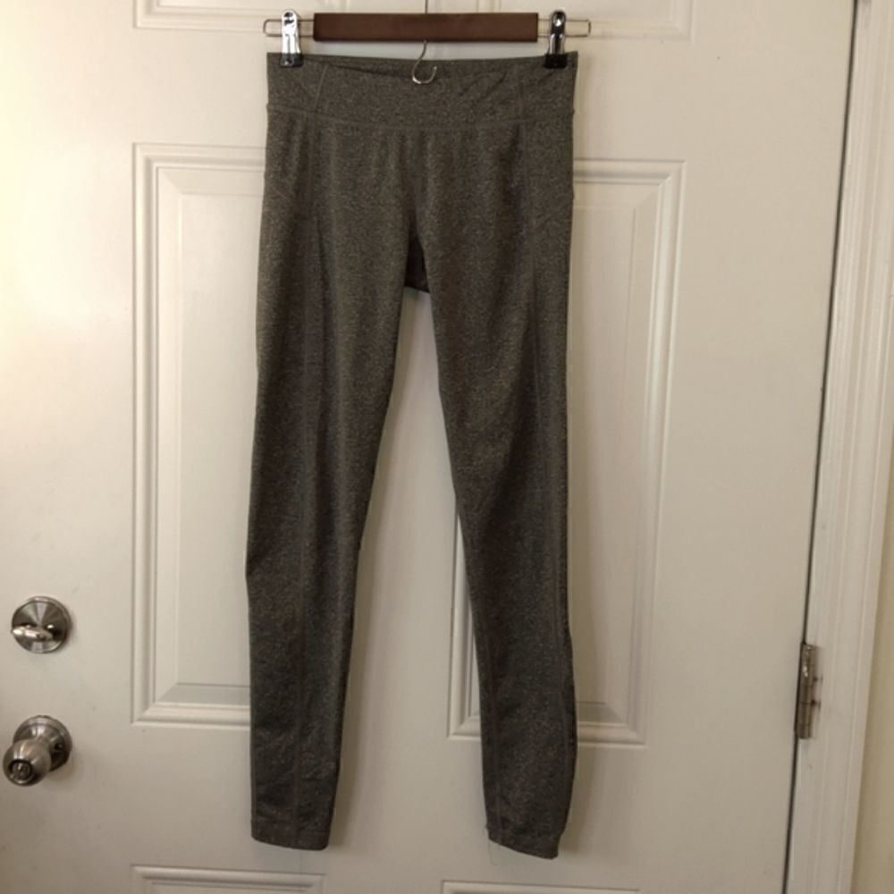 Live Love Dream charcoal gray leggings with back ruching.